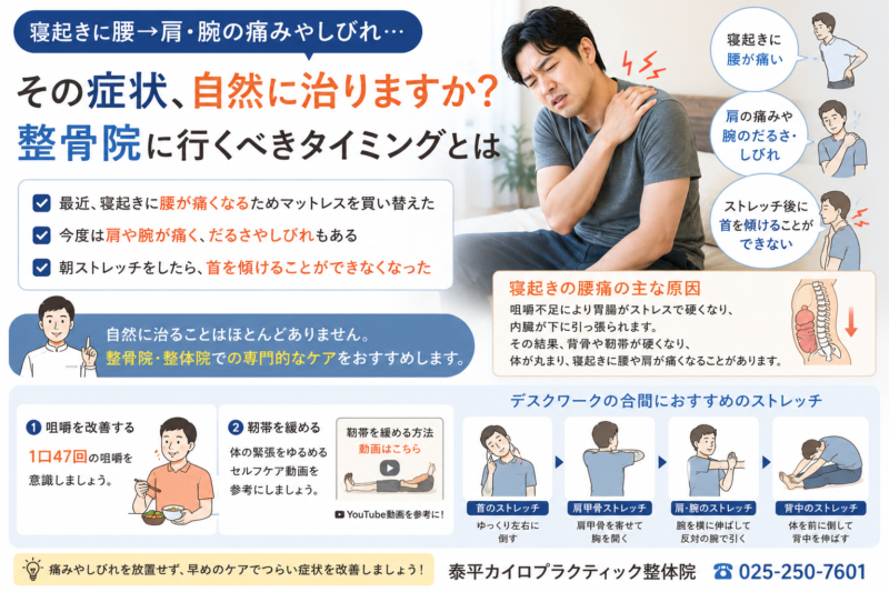 寝起きの腰痛・肩痛・腕のしびれは放置して大丈夫？