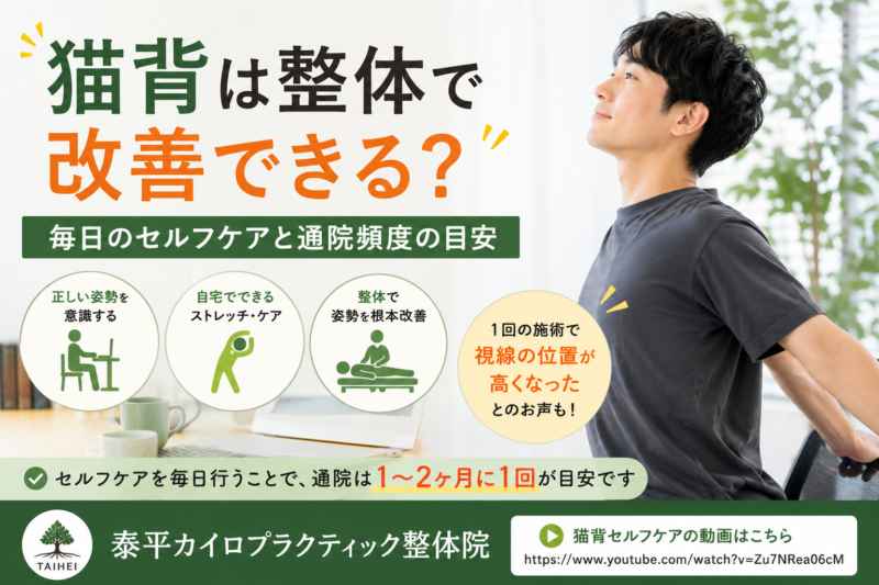 猫背は整体で改善できる？毎日のセルフケアと通院頻度の目安